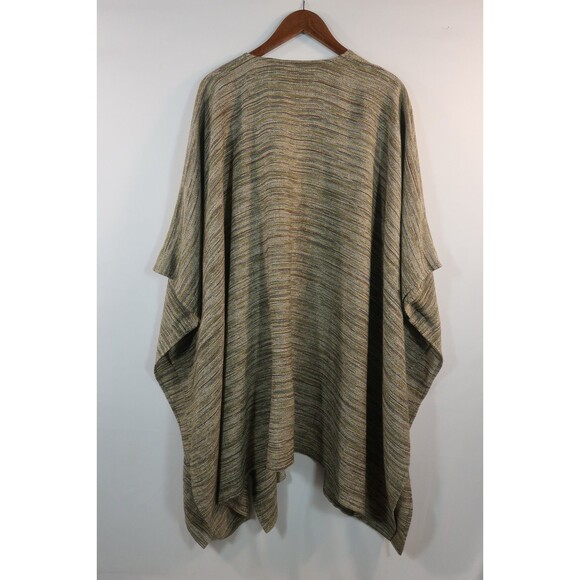 Eskandar Green Multi Striped Cotton Linen Kimono Coat Jacket Size 0 Lagenlook - Picture 12 of 16